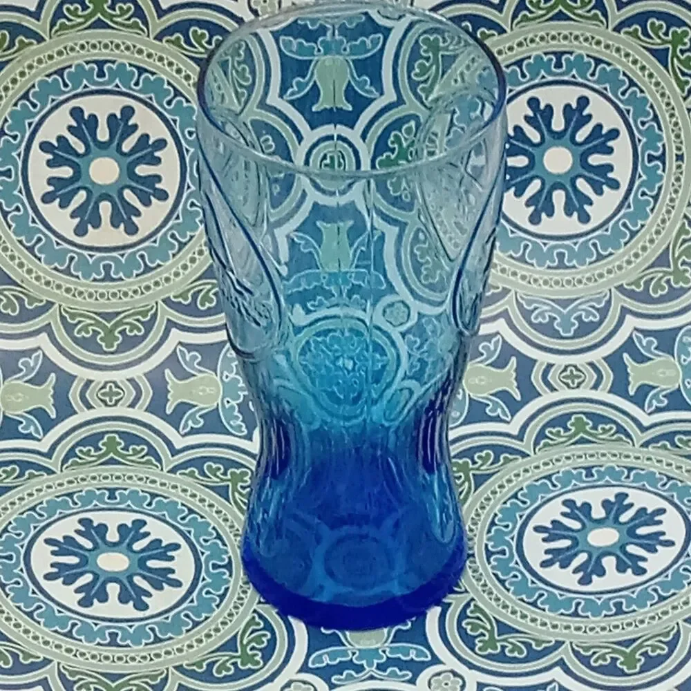 McDonald 16oz Retro 1961 Blue Glass Collector Drinking Glass Commemorative